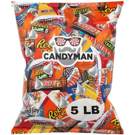 CANDYMAN 5 Pound Bag Mix of Chocolate, Individually Wrapped Assorted Bulk Candy Chocolates Variety Pack