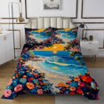 thumbnail image 1 of Erosebridal Cartoon Floral Coverlet Set King, Beach Ocean Bedding Set, Oil Printing Decor 3-Piece, 1 of 5