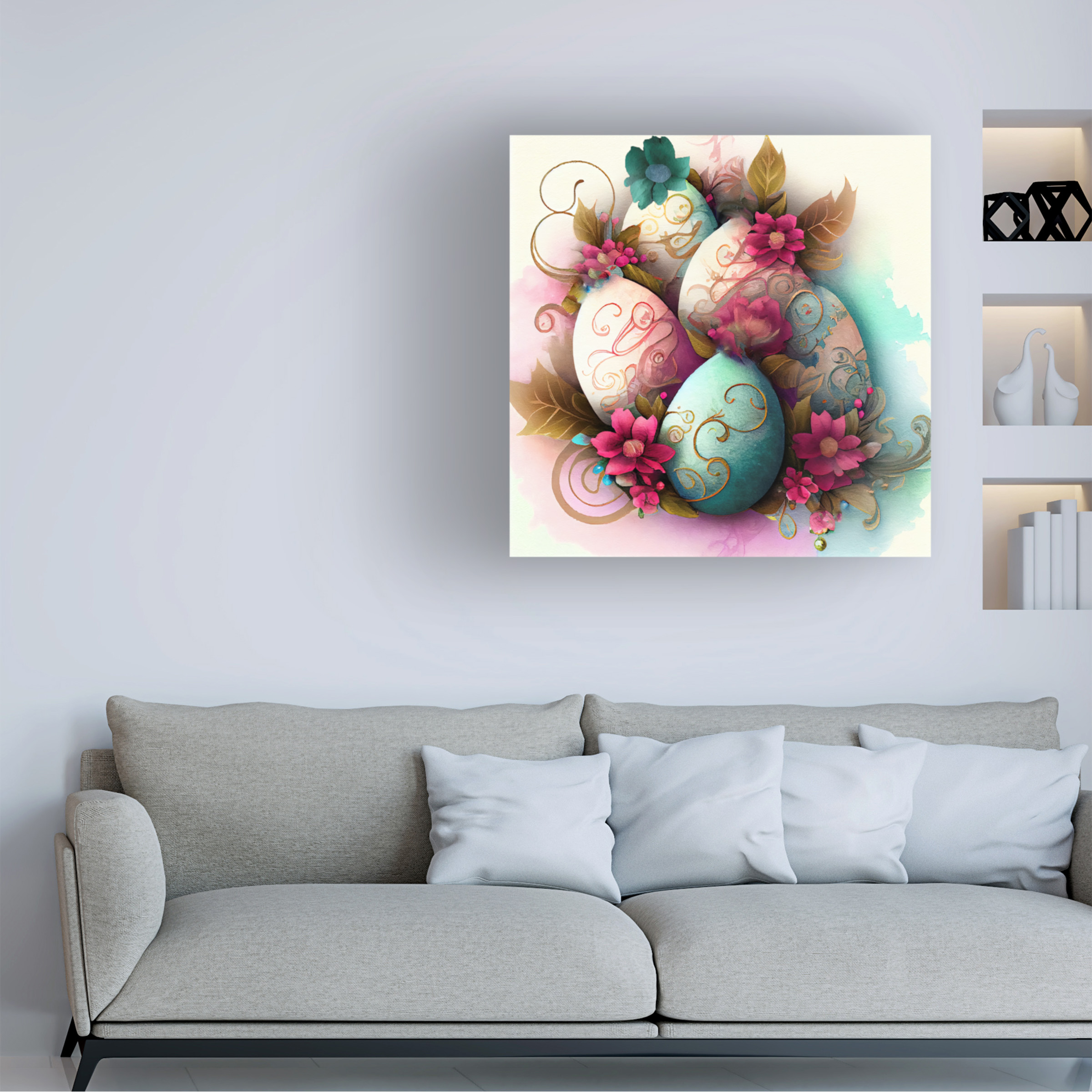 Canvas Wall Art - Sasha 'Easter Eggs' Wall Art for Living Room, Bedroom, or Office DÃ©cor by Trademark Fine Art - 35 x 35 Inches