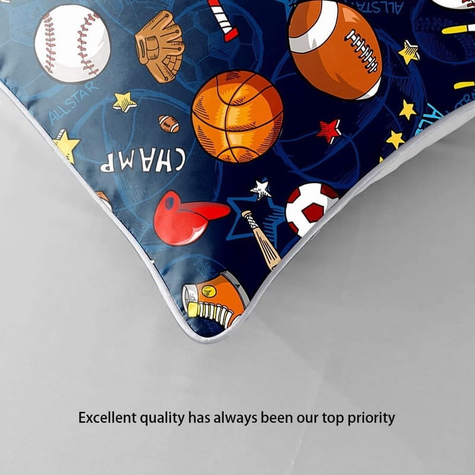 Basketball & Football Bedding Set for Boys Teens - 3 Piece Twin Comforter Cover with 2 Pillowcases, Sporty Duvet Cover for Kids, Boys Room Decor