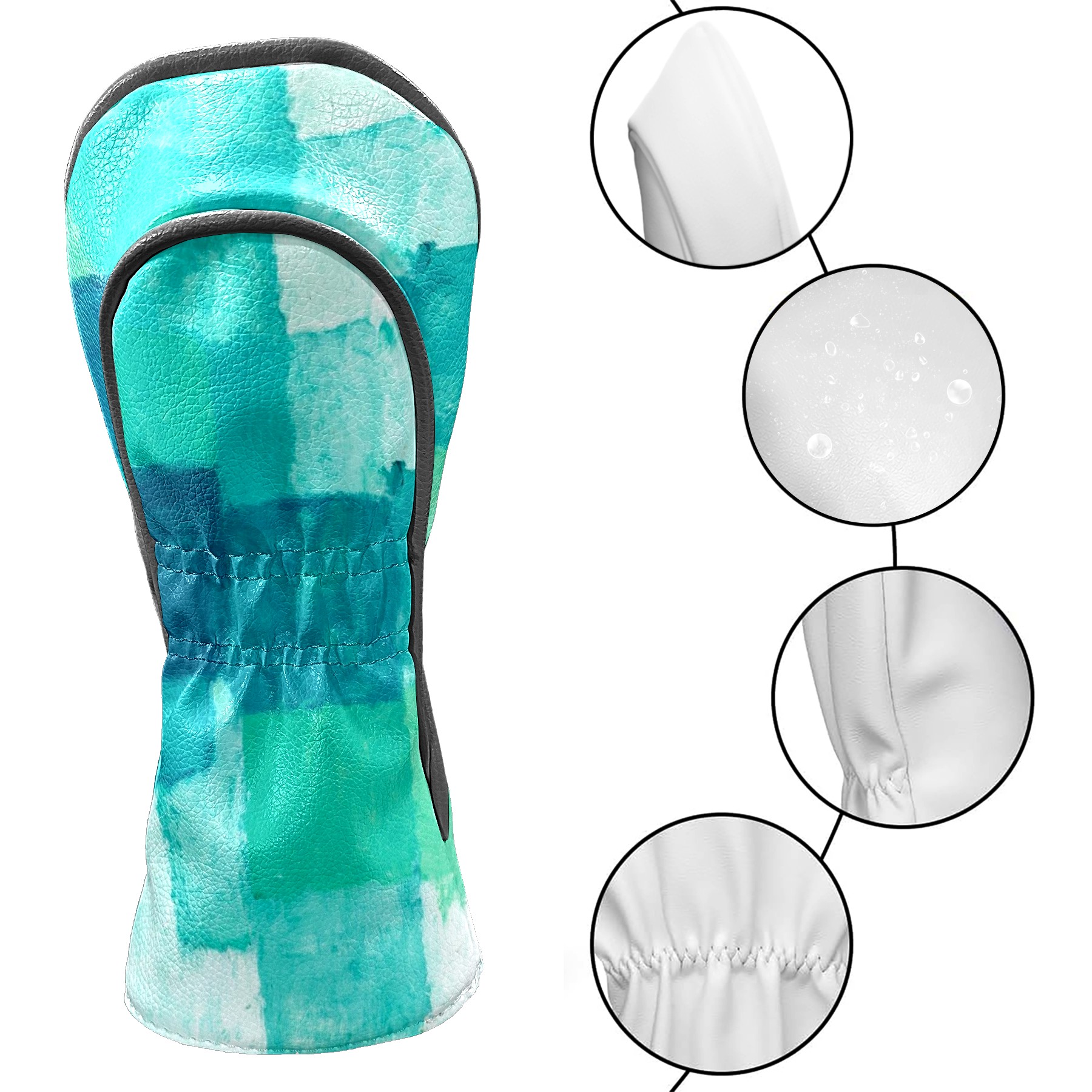Golf Club Covers, Abstract Art Painting Premium PU Leather Driver Hybrid Putter Head Covers with Velvet Lining, Waterproof Golf Gifts for Men Women