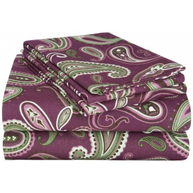 Impressions de Luxor Treasures FLATWSH PAPR Ensemble de Deux Feuilles de Flanelle de Coton Paisley&44; Violet