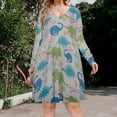 thumbnail image 2 of Cartoon Dinosaur Long Sleeve Dresses For Women Vintage Elegant Party Dress Oversized V-neck Dress S-8XL, 2 of 7
