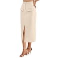 thumbnail image 4 of LOVZFMLL Long Skirts for Women 2025 Office Work Clothes Solid Casual Maxi Skirts with Split Formal Business Dress Beige L, 4 of 9