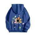 thumbnail image 4 of VOONCAS Women's 2XL Blue Floral Hoodie - Cottagecore Retro Style, Dual Prints, Drawstring Hood, Kangaroo Pocket, 100% Polyester, 4 of 5
