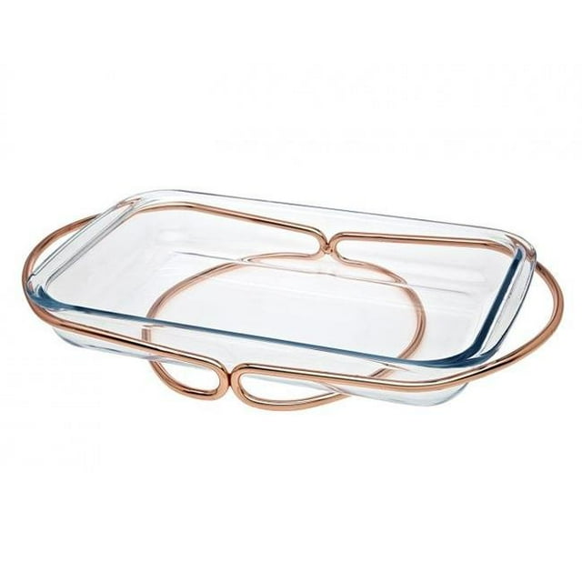 Godinger 84356 1 x 1 x 1 in. 2 qt. Infinity Round Glass Baker, Copper