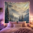 thumbnail image 2 of Winter Mountain Landscape with Sunlit Peaks in Misty Valley, Serene Illustration for Nature Lovers, Scenic Nature Art, Housewarming Gift Tapestry Wall Hanging for Living Room and Bedroom, 2 of 7