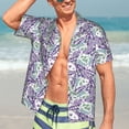 thumbnail image 7 of Pofeuu Lavender Flowers Print Hawaiian Shirt for Men Sleeves Casual Button Down Summer Beach Dress Shirts T-Shirts,Medium, 7 of 7