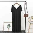 thumbnail image 2 of Baberdicy Backless Maternity Nightgown - Women's Summer Cross Strap Sleep Dress, Lightweight Nursing Friendly Pajama Dress (Black | M), 2 of 7