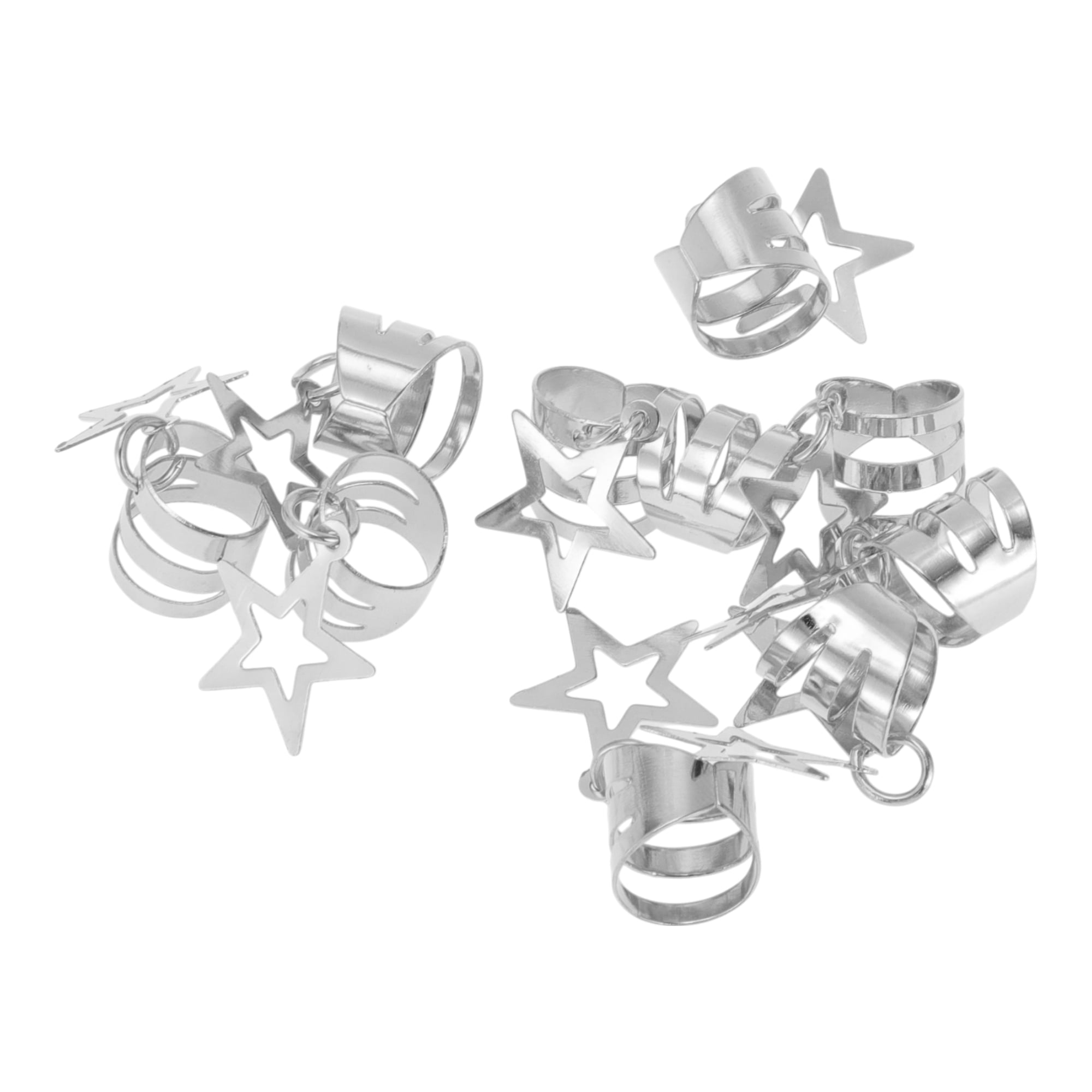 Unique Bargains Star Star Hair Cuffs Dreadlock 10 Pcs Silver Tone