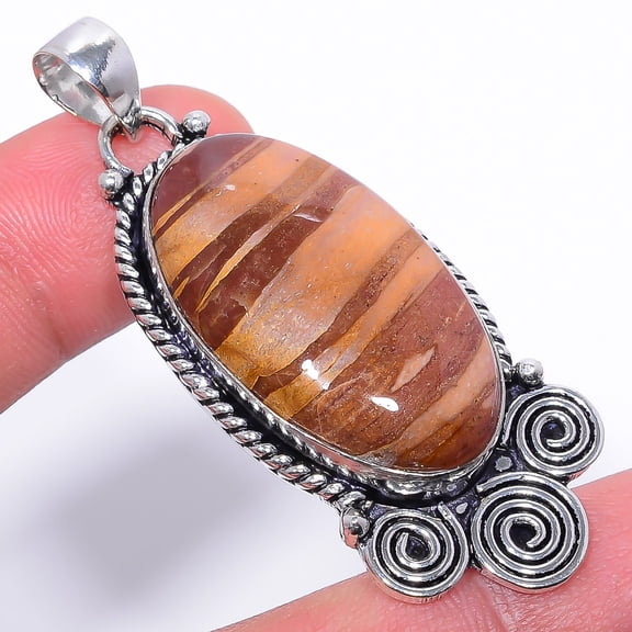 Wave Dolomite Gemstone 925 Sterling Silver Pendant 2.34" P3093-133, Christmas Gift, Gemstone Silver Jewelry, Jasper Pendant, New Year Sale