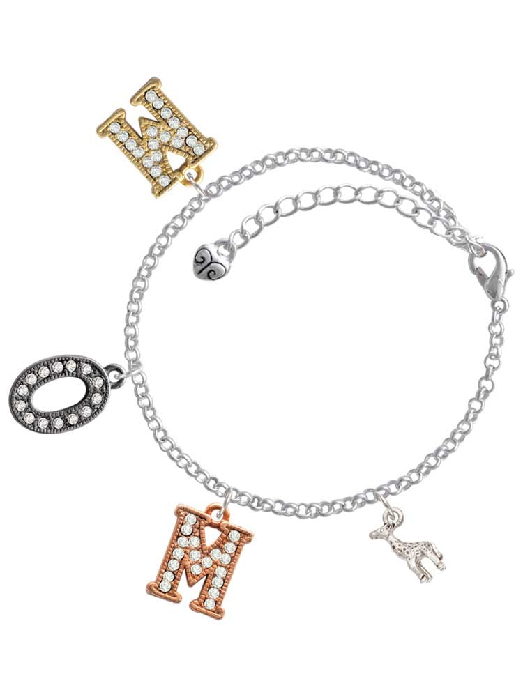 8 Silvertone Antiqued Giraffe Love Infinity Toggle Chain Bracelet 