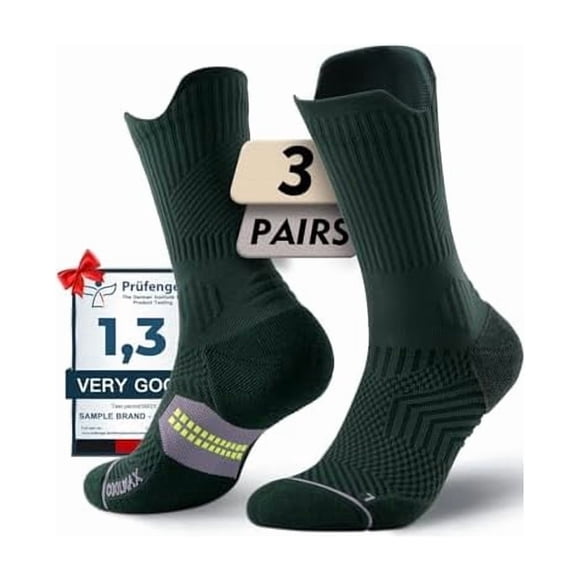 LujingZWomens Coolmax Bamboo Viscose Compression Running Crew Socks, Moisture-Wicking Anti-Blister Hiking&Gym Athletic