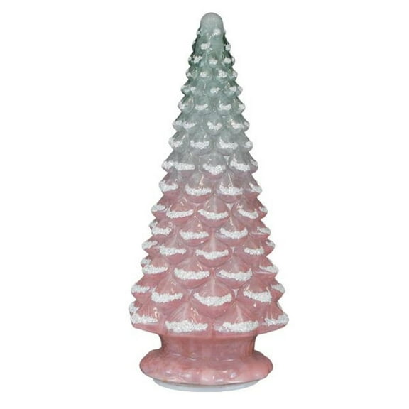 Old World Christmas Glass Battery-Operated Frosted Christmas Tree, Pink, 14in
