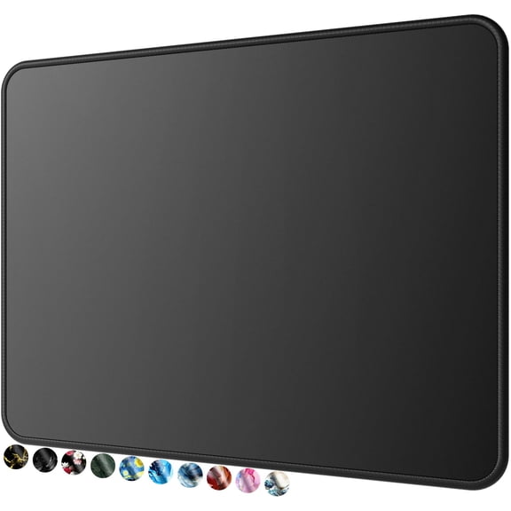 Large Black Mouse Pad with Stitched Edges for Gaming & Office