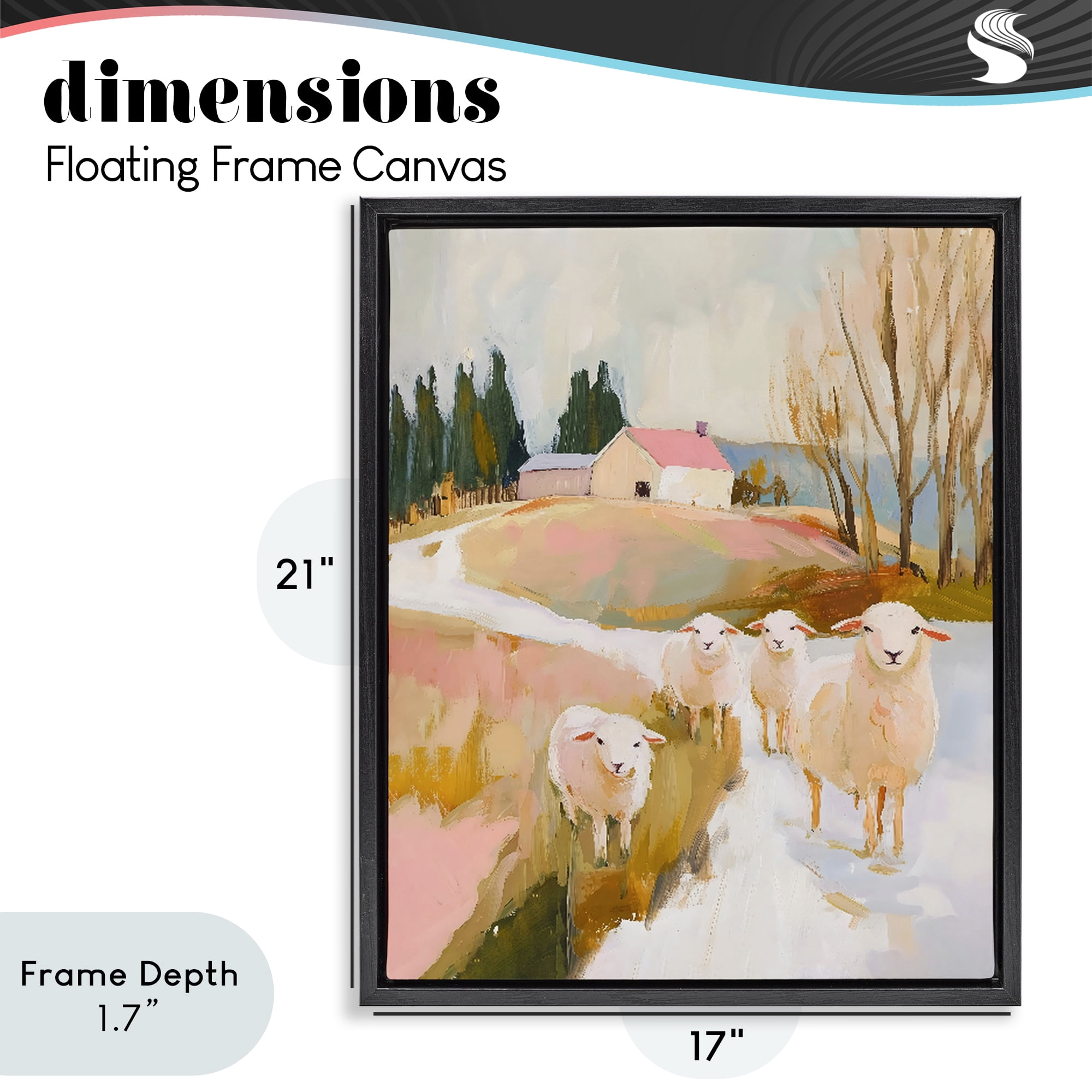Stupell Industries Sheep on the Roadside Pasture Black Framed Floater Canvas Wall Art, design by The Prints Vibe