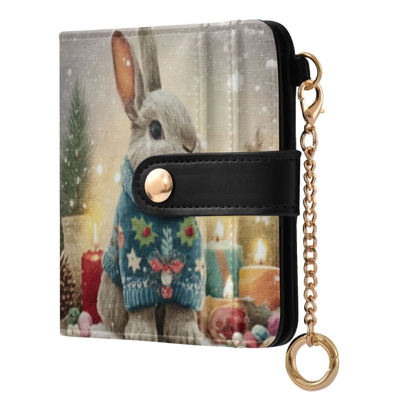 Qxltty Sweater Rabbit Ladies Wallet Rfid Slim Thin Compact Credit Card Women Wallet Zipper Coin Pocket and ID Window for Female Gifts