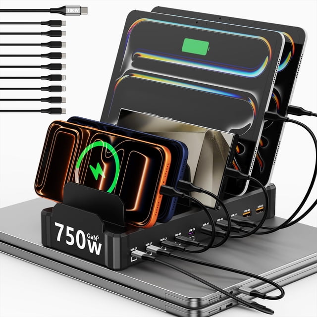 Estación de carga Zobirez 750W de 10 puertos USB-C 120W USB-A 30W