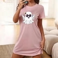 thumbnail image 2 of MuZeFu Womens Nightgowns Sleepwear Soft Pajama Dress Nightshirts Women's Oversized Short Nightgown Fashion Chest Print Short Sleeve Nightdress, 2 of 5