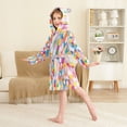 thumbnail image 4 of FORMRS Niños Bathrobe Unisex Hooded Robe Soft Plush Pajamas Sleepwear, Size 2-3T, Purple Colorful Circles, 4 of 7