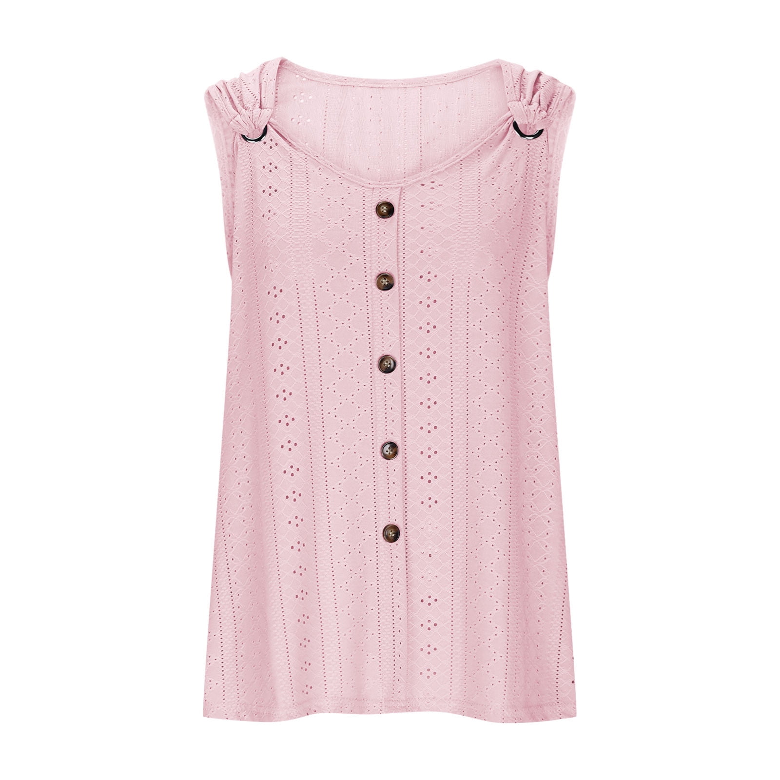 WNEEDU Tops Sans Manches Débardeur D'été Femmes Gilet De Cou Chemisiers Décontractés Lâches Chemises Pour Femmes Gilets Pour Dames Chemise Caraco Débardeurs De Base Floral Bleu Blanc XS