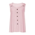 thumbnail image 4 of QATAINLAV Tank Tops for Women 2025 Summer Casual Sleeveless T Shirts Loose Ring Straps V Neck Blouses Eyelet Embroidery Beach Outfits Pink XL, 4 of 7