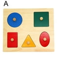 thumbnail image 1 of Montessori Wood Knob Puzzle Peg Board Geometric Shape Match Baby Educational Toy, 1 of 10