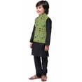 thumbnail image 2 of eloria Boys Dupion Silk Printed Nehru Jacket Kid's Party Festival Regular Wear Gift Olive, 2 of 7