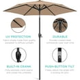 thumbnail image 5 of QRKD 7.5ft Heavy-Duty Round Outdoor Market Table Patio Umbrella w/Steel Pole, Push Button Tilt, Easy Crank Lift - Tan, 5 of 14
