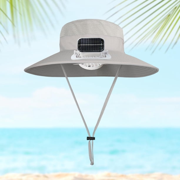 Sombrero de protección solar para niños con ventilador solar recargable sombrero de viaje de verano ajustable multifuncional para niños para niñas Gris claro