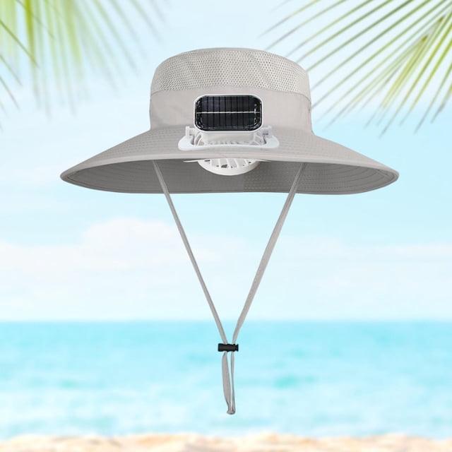 Sombrero de protección solar para niños con ventilador solar recargable sombrero de viaje de verano ajustable multifuncional para niños para niñas Gris claro