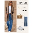 thumbnail image 3 of Eytino Sweaters for Women Long Knitted Open Front Oversized Color Block Outerwear Sweater Coat with Pockets S-2XL, 3 of 9