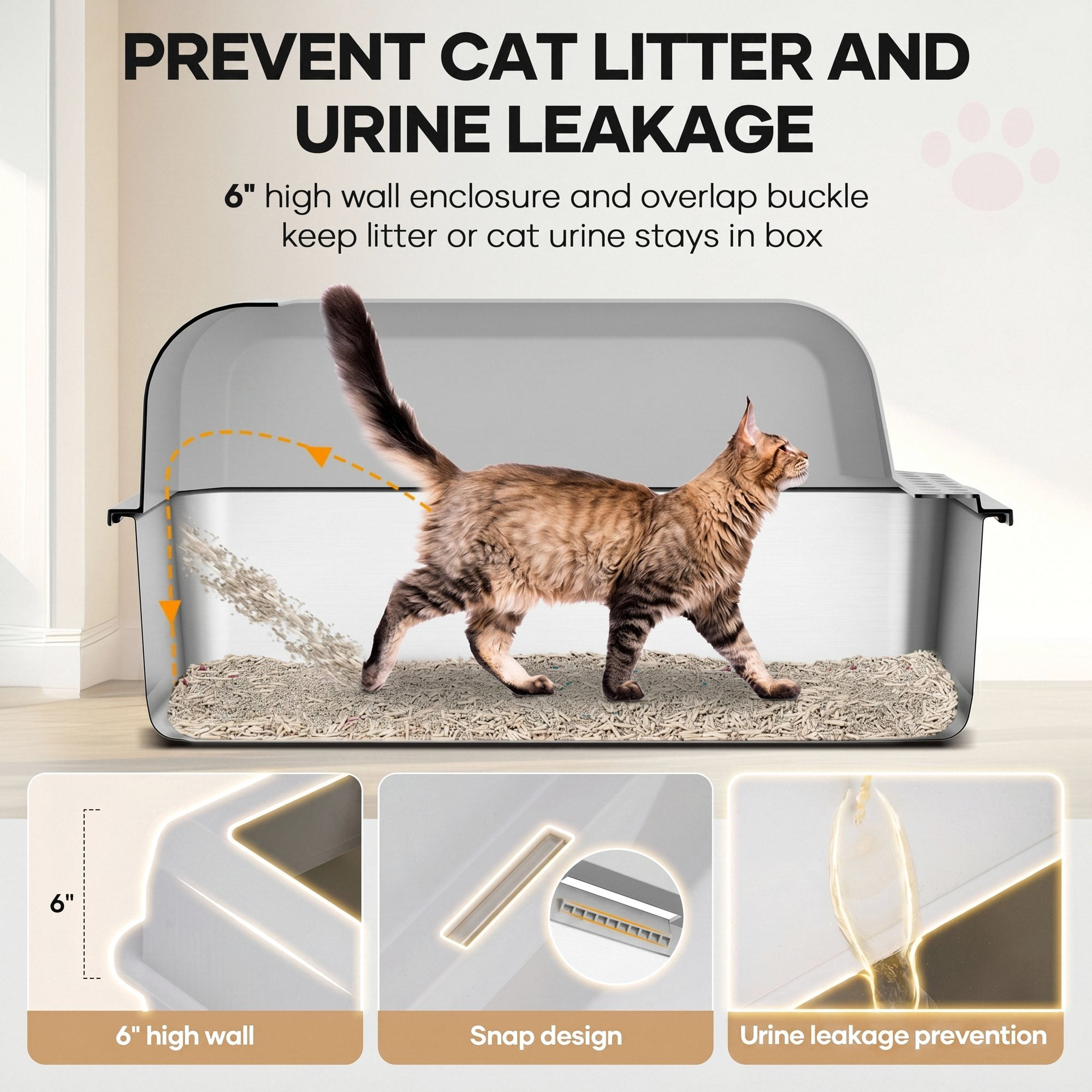 Naipo XL Stainless Steel Cat Litter Box 23.5 x 15.5 x 12 photo 6