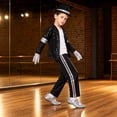 thumbnail image 4 of Dance Star Costume Set Jacket and T-Shirt with Pants and Hat with Gloves for Pop Stage Outfits for Halloween Retro Performance Role Play Show 110, 4 of 6