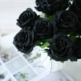 thumbnail image 4 of 12 Pack Black Roses Artificial Flowers with Stems Fake Silk Black Rose Bouquet for Halloween Indoor Home Decor Wedding Vase Table Centerpiece DIY Decoration, 4 of 5