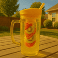 thumbnail image 2 of Fruit Infuser Tumbler with Straw & Handle – Yellow BPA-Free Plastic Water Bottle, 37oz, 2 of 5