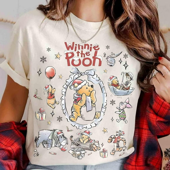 Disney Winnie The Pooh Holiday Coquette Bow Shirt, Pooh Tigger Eeyore Piglet Disneyland Matching Family Shirt, S-5XL Shirt
