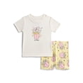 thumbnail image 2 of Wonder Nation Toddler Girls Short Sleeve Tee and Shorts Cotton Tight Fit Pajama Set, 4-Piece, Sizes 12M-5T, 2 of 7