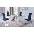 thumbnail image 3 of Milan Domino Pyramid Base Dining Set w/ Glass Top and Blue Motion-back Chairs, 3 of 15