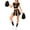 Black+gold, variant on 4 Piece Cheerleading Outfit for Women Crop Top Mini Skirt Pom Poms and Socks Adult Cheerleader Uniform Clothing for Performance Celebration L Black
