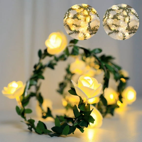 Cagogo under $5 2Pcs LED Rose String Lights, LED String Rose Light Strip, 10 Light Bedroom Wedding Decoration, 1.5m Fairy Lights Battery Operated, Holiday Party Ambient Lighting