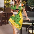 thumbnail image 3 of Balery T-Rex Playing Football Vestidos sueltos de manga corta para mujer, vestidos de verano 2025, vestidos casuales de corte A con vuelo., 3 of 6