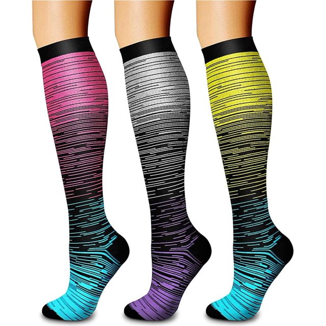CHARMKING Calcetines de compresión para la circulación de mujeres y hombres (3 pares) 15-20 mmHg es el mejor soporte para correr atlético y ciclismo