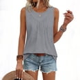 thumbnail image 4 of Womens Tank Tops 2026 Summer Pleated Crew Neck Tank Top Elegant Ladies Top Sleeveless Tunic Blouses Casual Loose Tees Camisole Vests Breathable Solid Color Comfy Lounge Soft Outdoor, 4 of 5