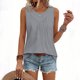 thumbnail image 2 of Mujeres Blusas de Verano Cuello en V Cuello de Color Sólido Mangas Tank Top Casual, Blusas sin Mangas para las Mujeres, 2 of 6
