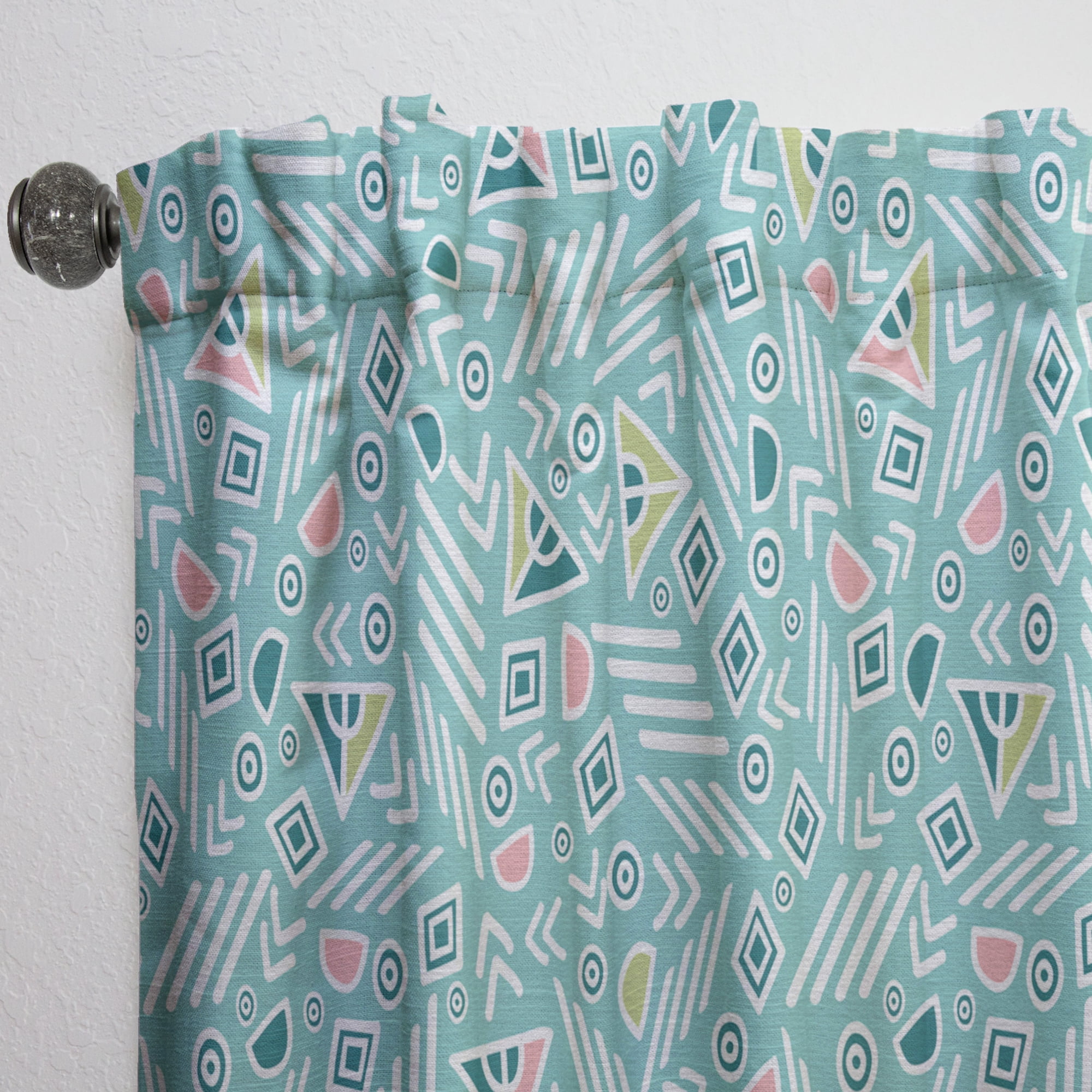 Designart 'Pastel Retro Tribal Pattern' Mid-Century Modern Curtain Panel