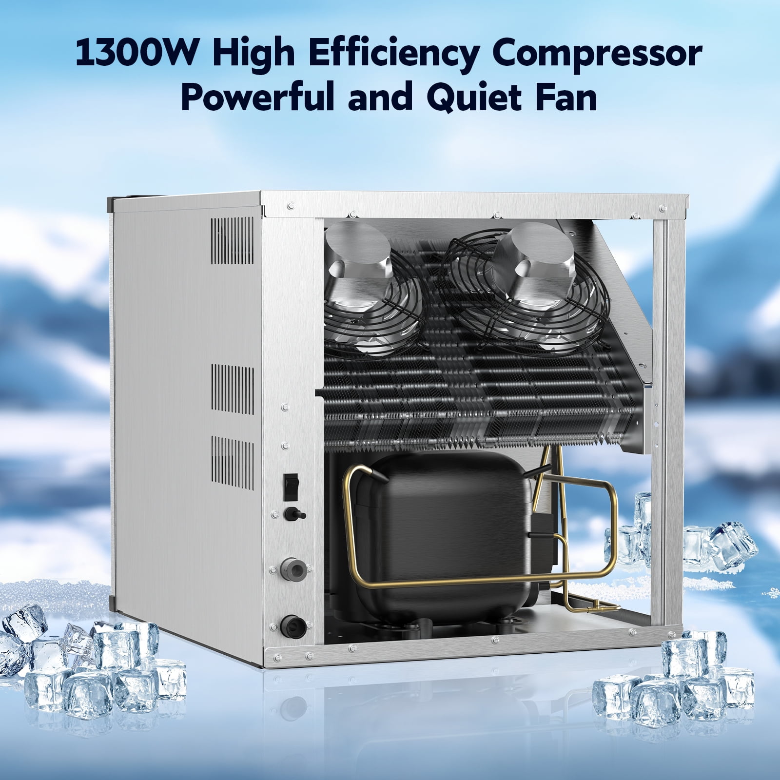 Tittla 450Lbs/24H Air Cooled Split Commercial Ice Maker Machine with 300Lbs Ice Bin in Silver Two packages 156 Ice Cubes/Cycle