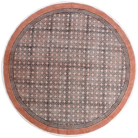 Casavani Custom Handmade Cotton Round Living Room Dhurrie, Brown 3x3 feet