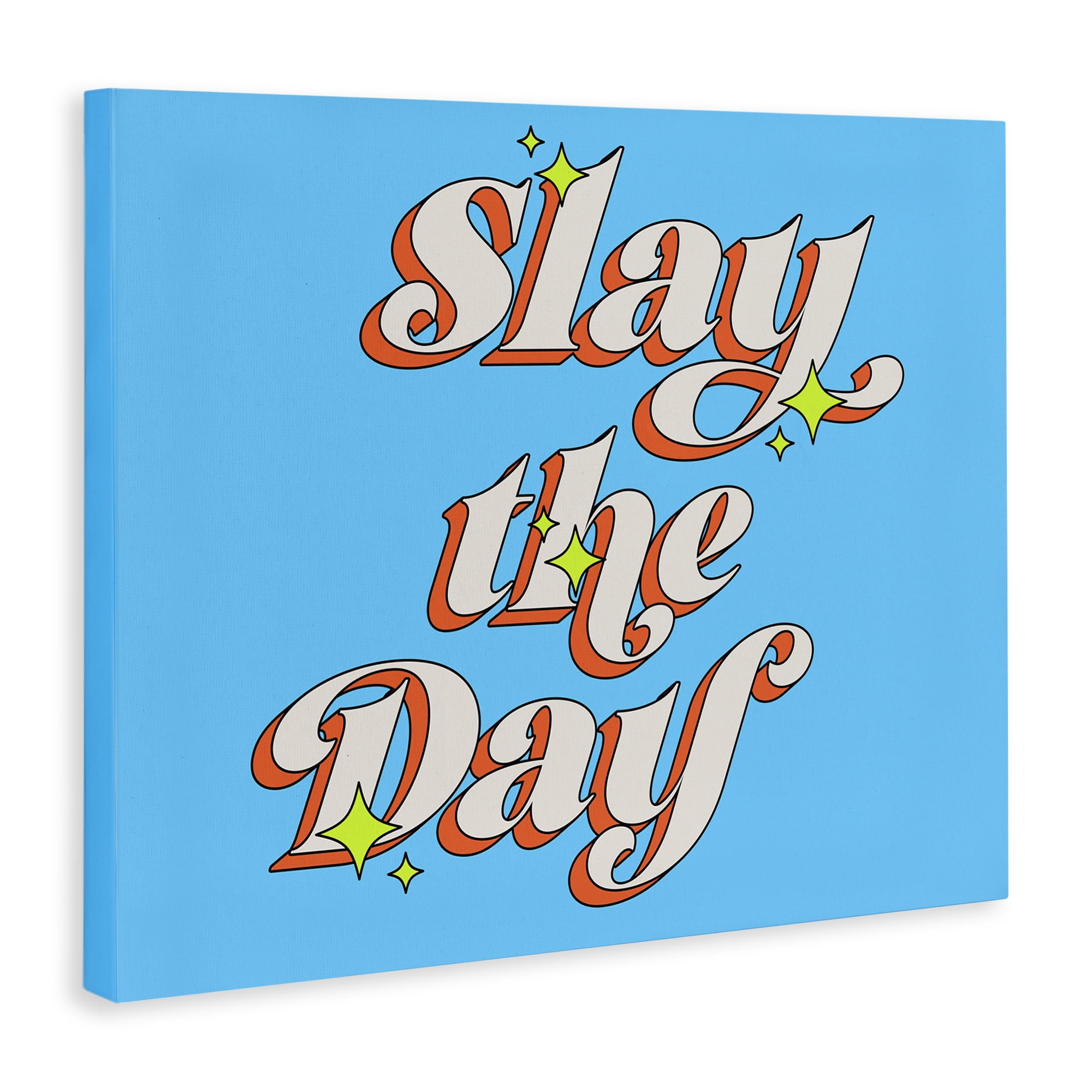 Stupell Industries Vintage Slay The Day Text & Numbers Painting Wrapped Canvas Art Print Wall Art, 30 x 24