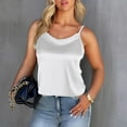 thumbnail image 2 of Holzkary Women's Lace Silk Satin Pajama Tank Tops V Neck Camisole Soft Spaghetti Strap Tops Loose Sleepwear Lace Suspenders Are Designed Sense Of Wearing A New Summer Plus Size Back Suit White 3Xl, 2 of 5